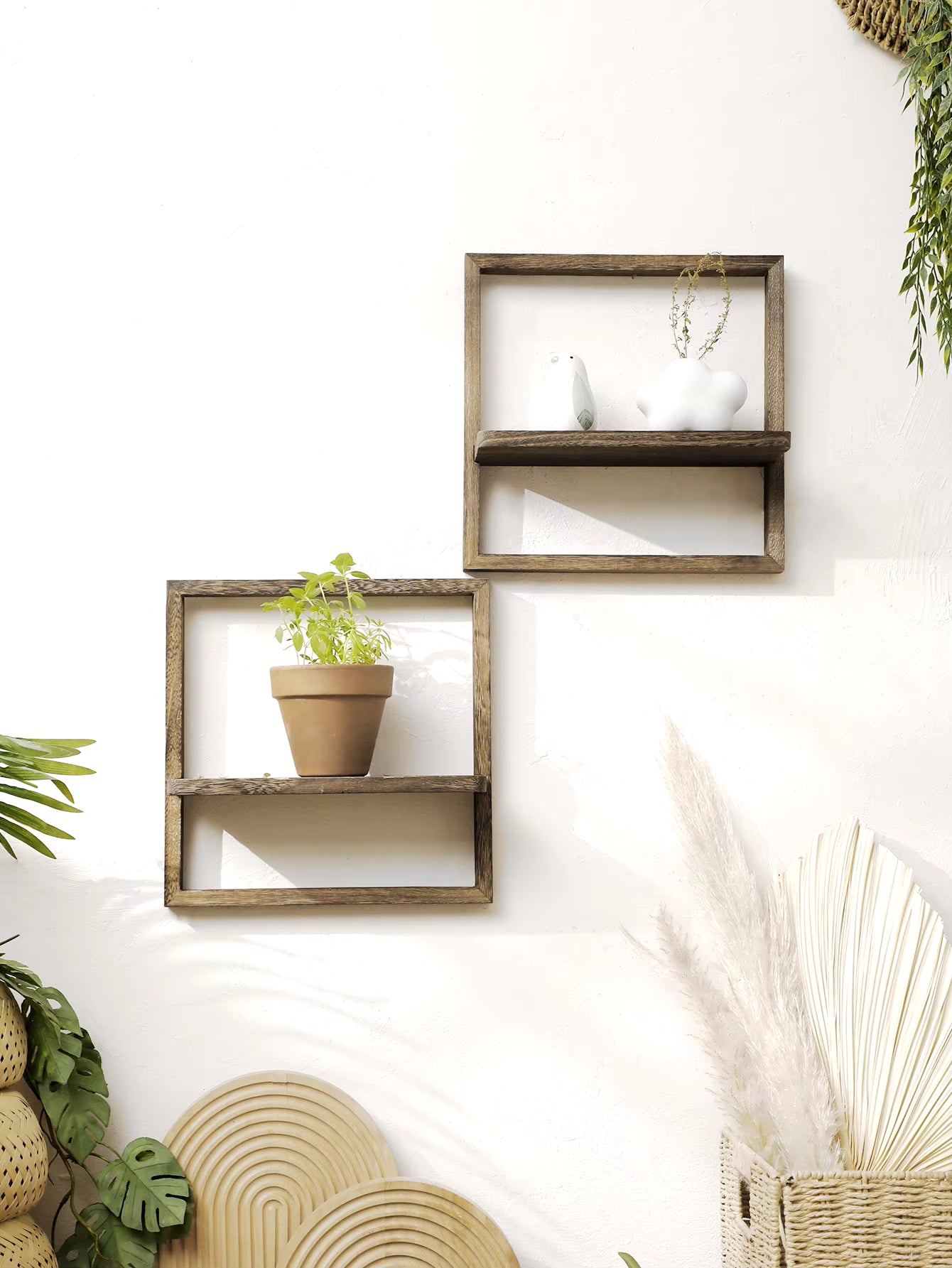 Wooden Display Shelf Floating Shelves Rustic Wood Shelves Wall Storage for Bedroom Kitchen over Toilet Small Wall Mounted Gifts